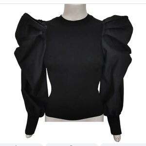 Gracia Elegant Black Puff Sleeve Blouse